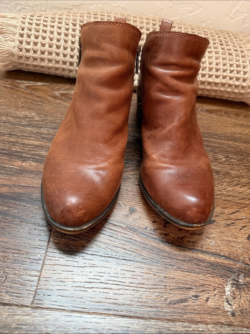 Lucky Brand Cognac Leather Ankle Booties